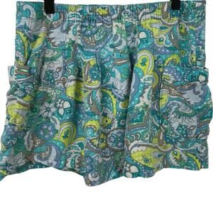 Old Navy Women Linen Retro Colorful Pleated Mini Skirt Blue Summer Size Small